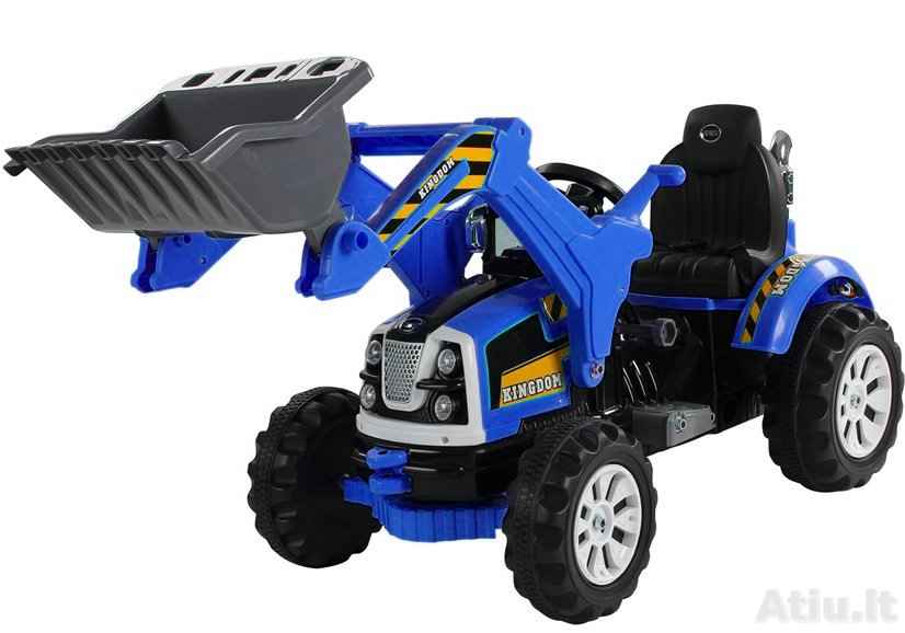 Vaikiškas elektromobilis Eskavatorius su kaušu Mėlynas