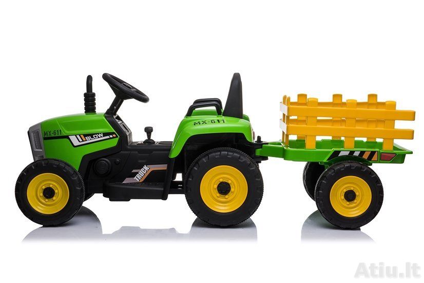Vaikiškas elektromobilis Traktorius XMX611 su priekaba Žalias