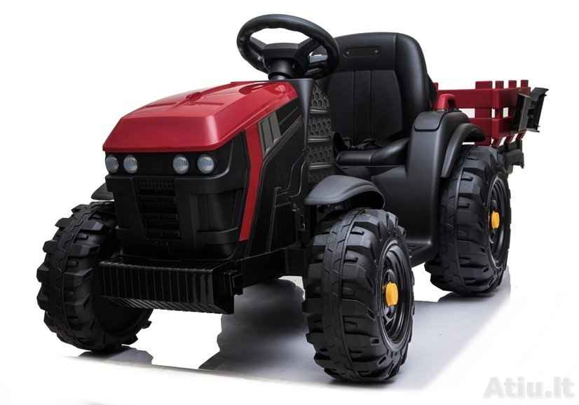 Vaikiškas elektromobilis Traktorius BDM0925 su priekaba Raudonas