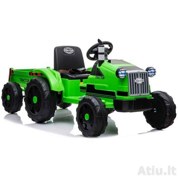 Vaikiškas elektromobilis Traktorius CH9959 su priekaba Žalias